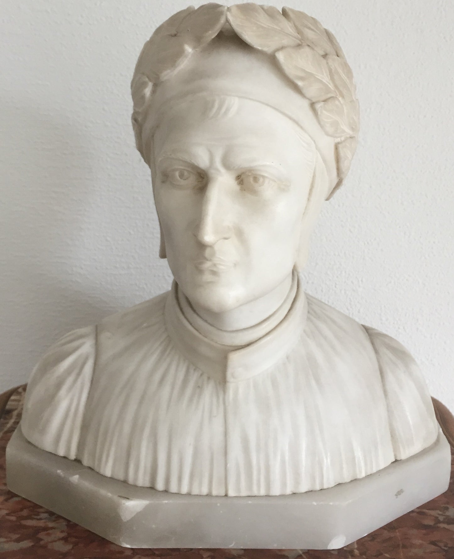 Büste Skulptur Dante Alabaster Marmor von Künstler Currini signiert 20.Jahrhundert