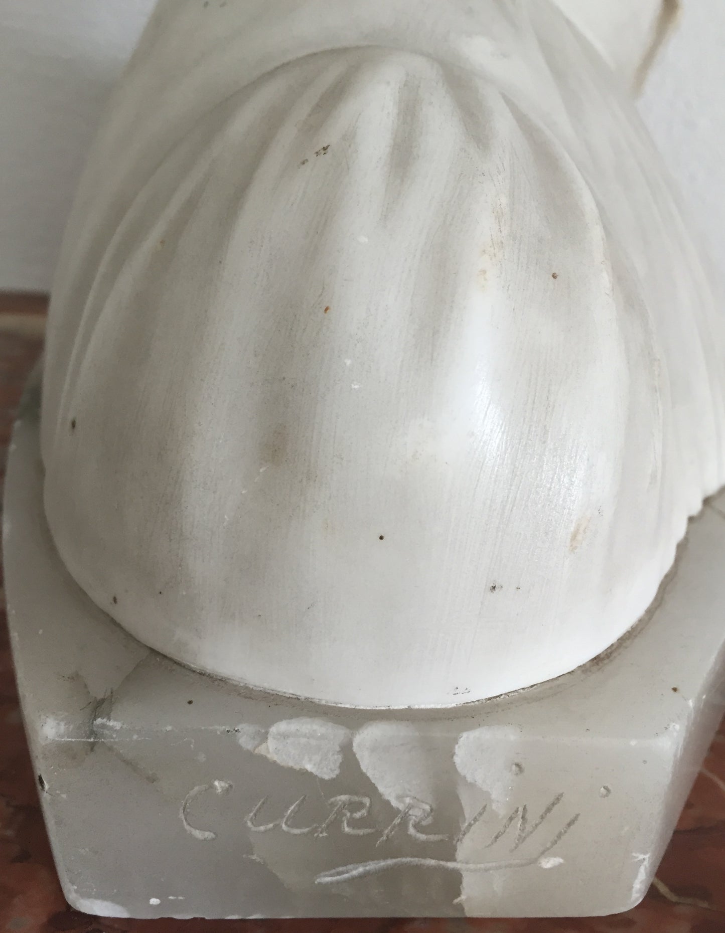 Büste Skulptur Dante Alabaster Marmor von Künstler Currini signiert 20.Jahrhundert