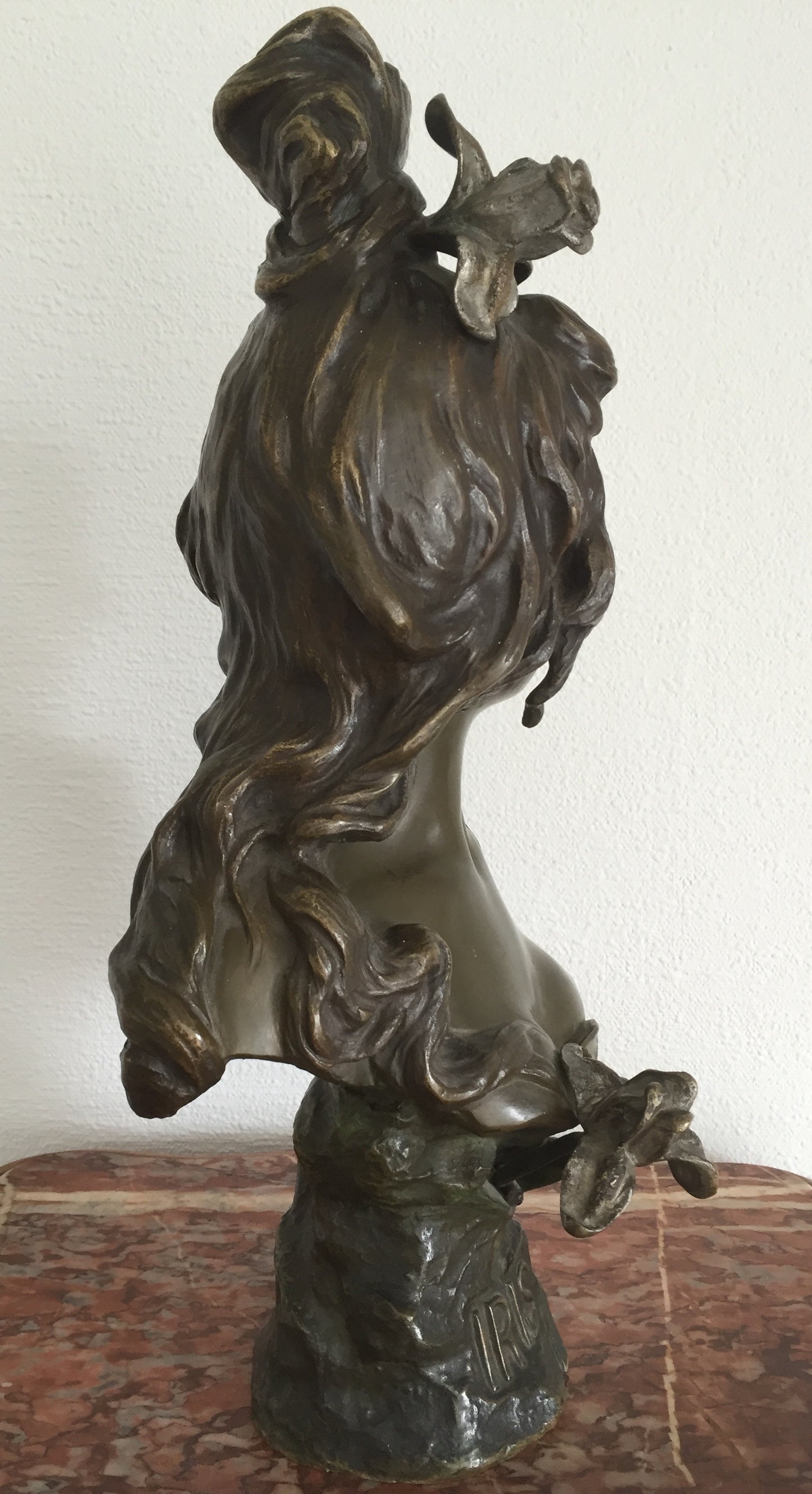 Skulptur Antike Statue Frauenportrait Nelzon Paris Bronze Braun Iris Signiert