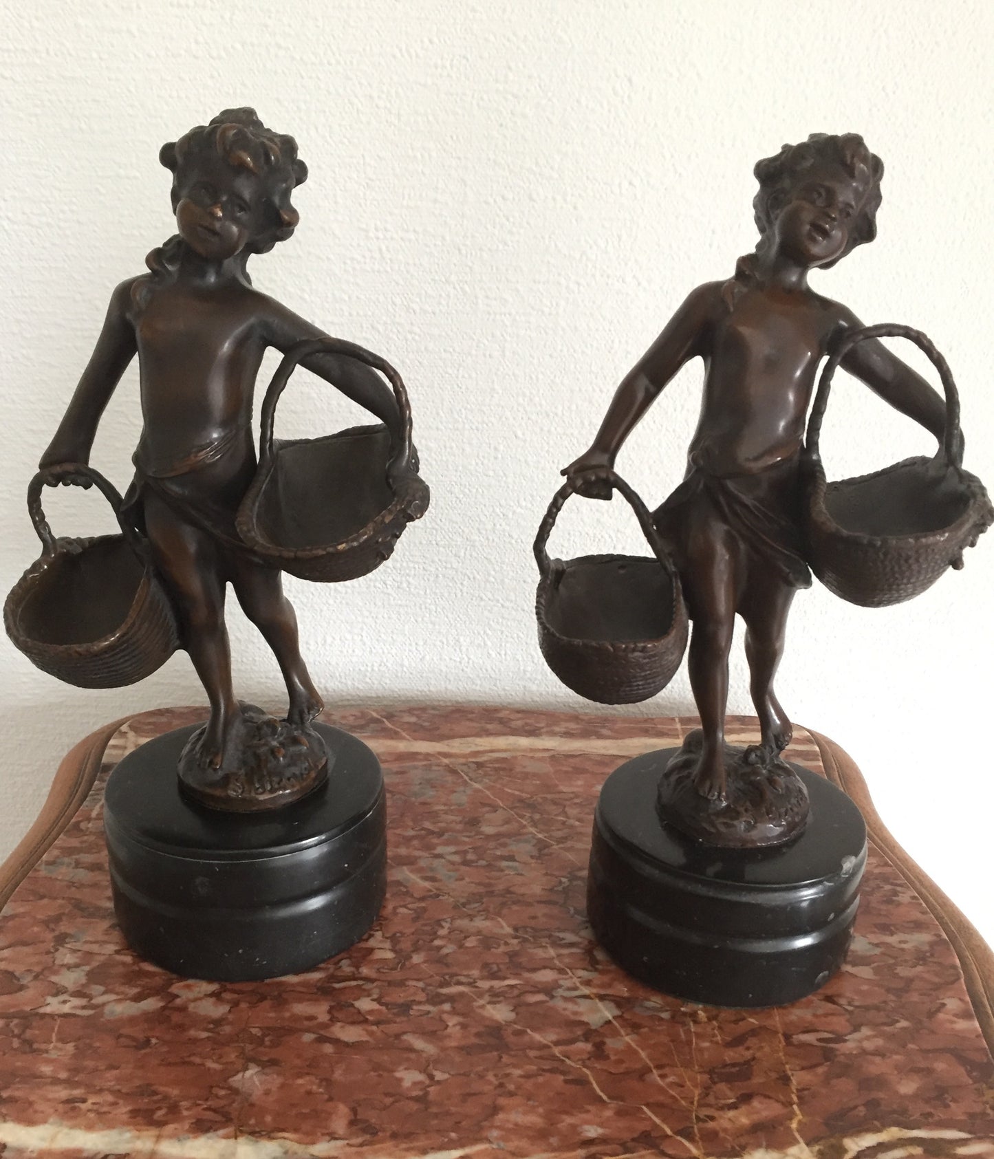 Skulptur Bronze Engel Frankreich Antike Statue 20.Jahrhundert Braun