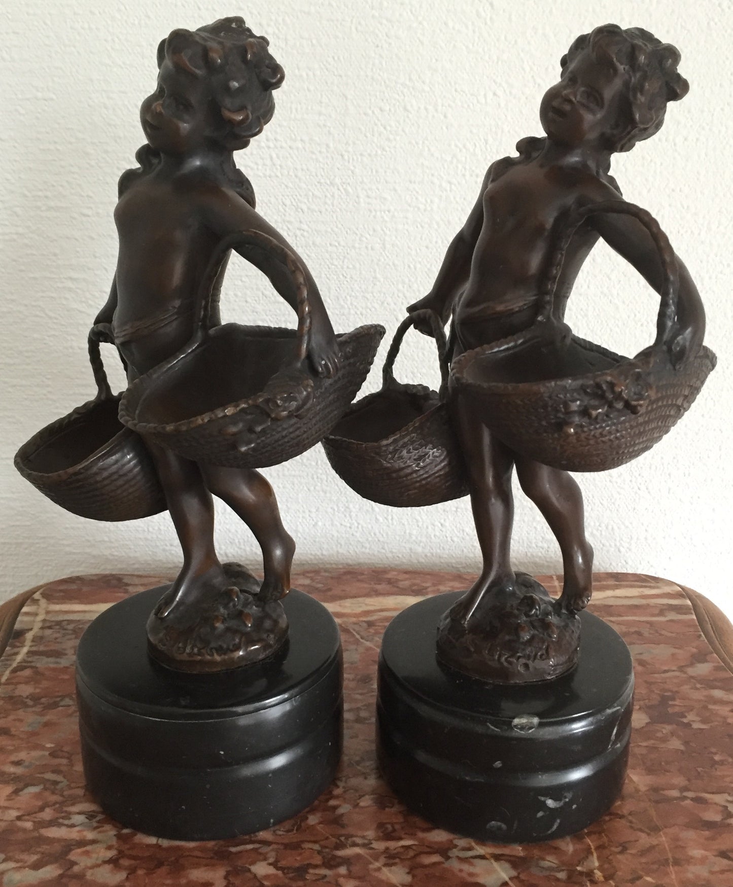 Skulptur Bronze Engel Frankreich Antike Statue 20.Jahrhundert Braun