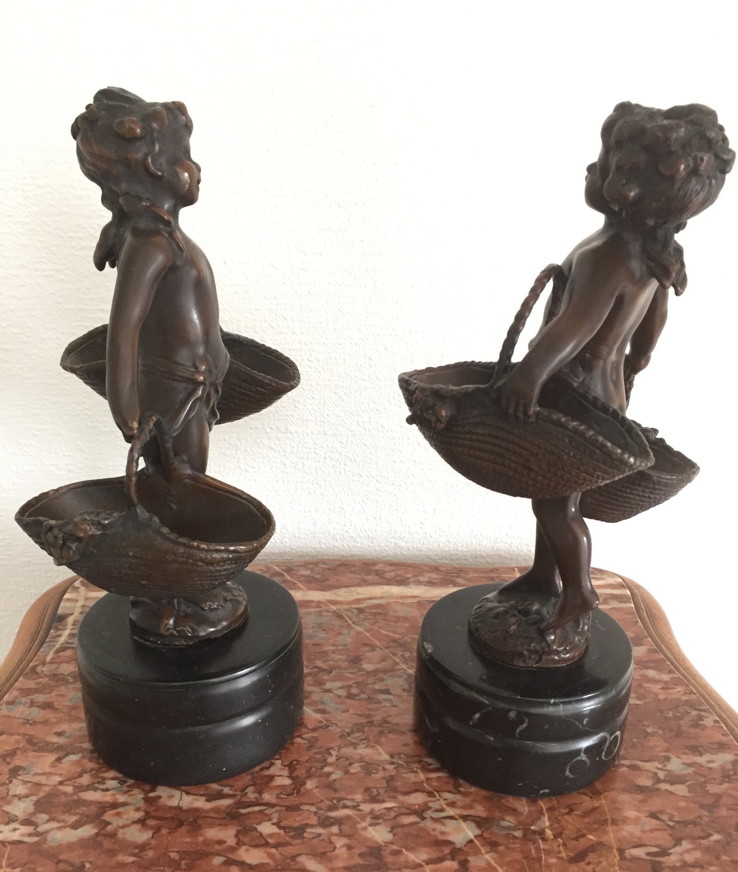 Skulptur Bronze Engel Frankreich Antike Statue 20.Jahrhundert Braun