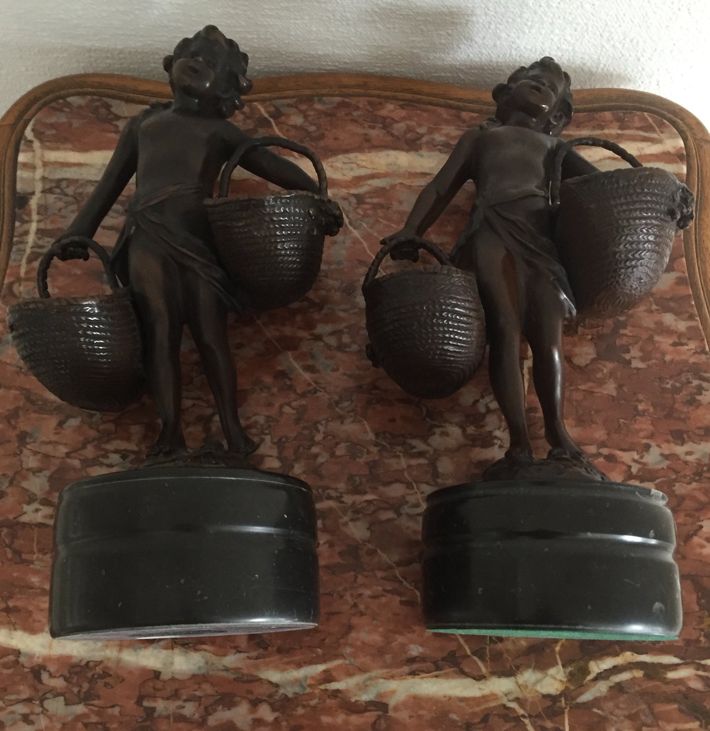 Skulptur Bronze Engel Frankreich Antike Statue 20.Jahrhundert Braun
