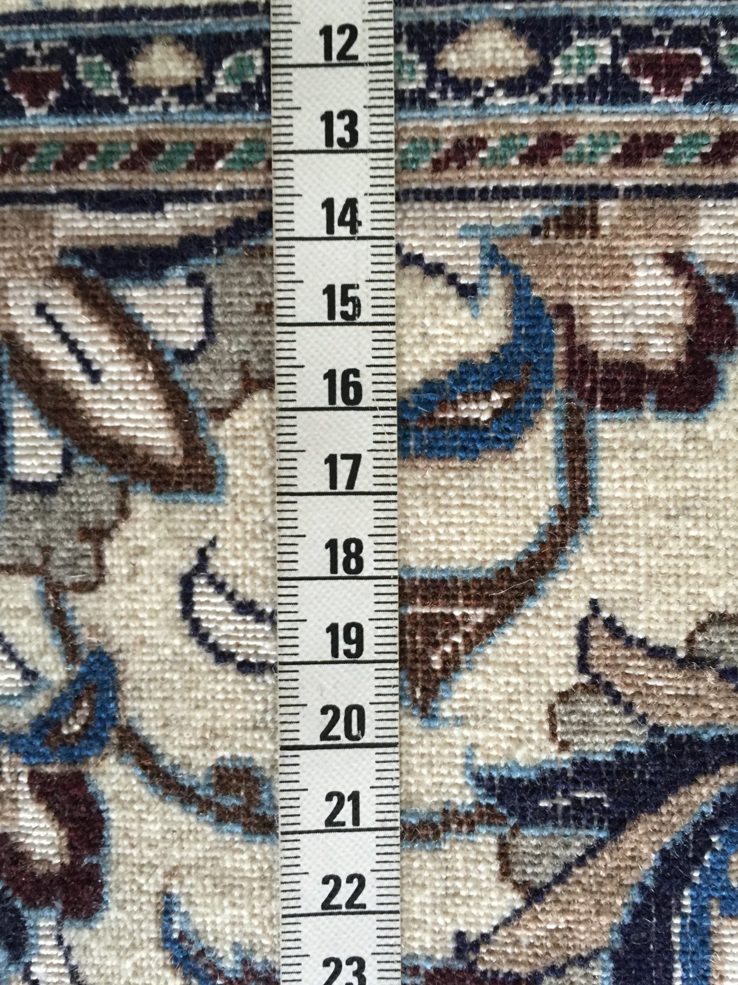 Perserteppich Nain 4La Seide Wolle Handgeknüpfte Orient Teppich Beige Blau