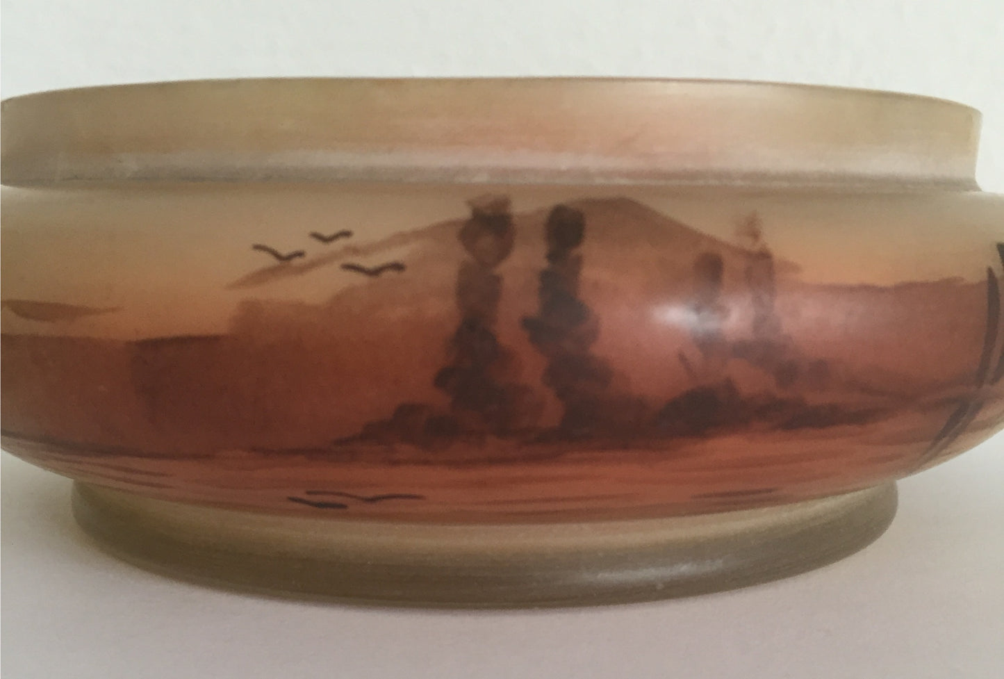 Schale Vase Antike Handbemalte Landschaft Motiv Jugendstil wohl Holland Beige