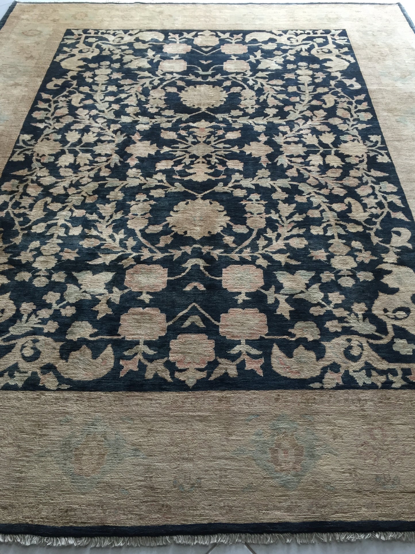 Teppich Afghan Ziegler Handgeknüpfte Orient Saphire Beige Blau