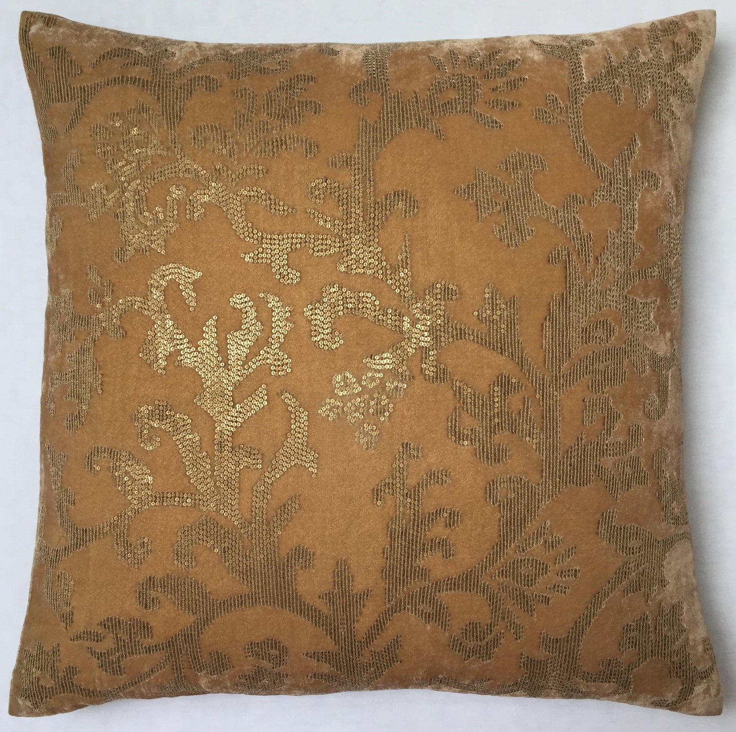 Anke Drechsel Kissen Haute Couture Taupe Bestickt Seiden Samt AntikGold