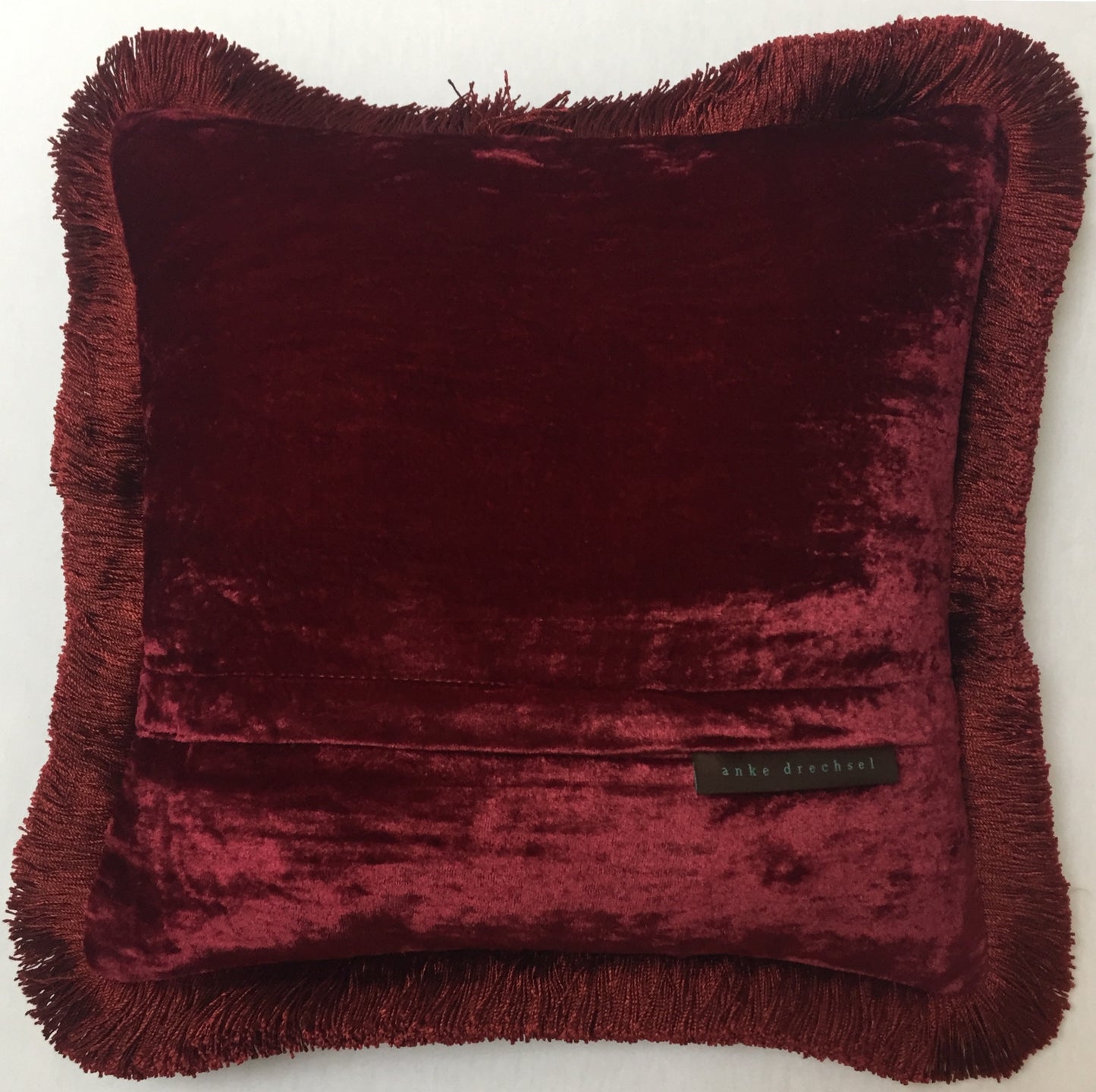 Anke Drechsel Kissen PLAIN Franzen Silk Velvet Wein Rot