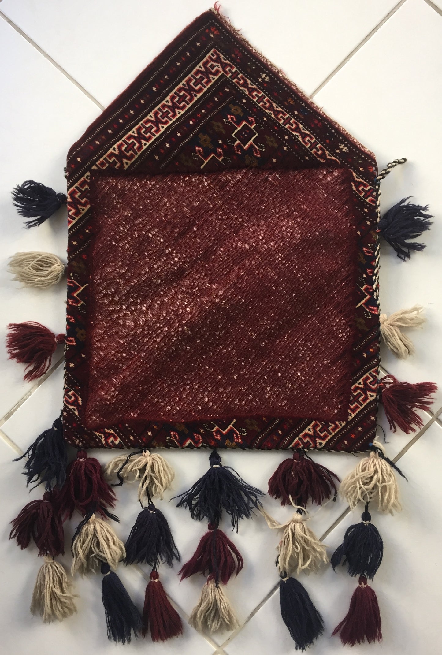 Tasche Alte Perser Yomut Turkmen Teppich Bokche Sammlerstück Rot Beige