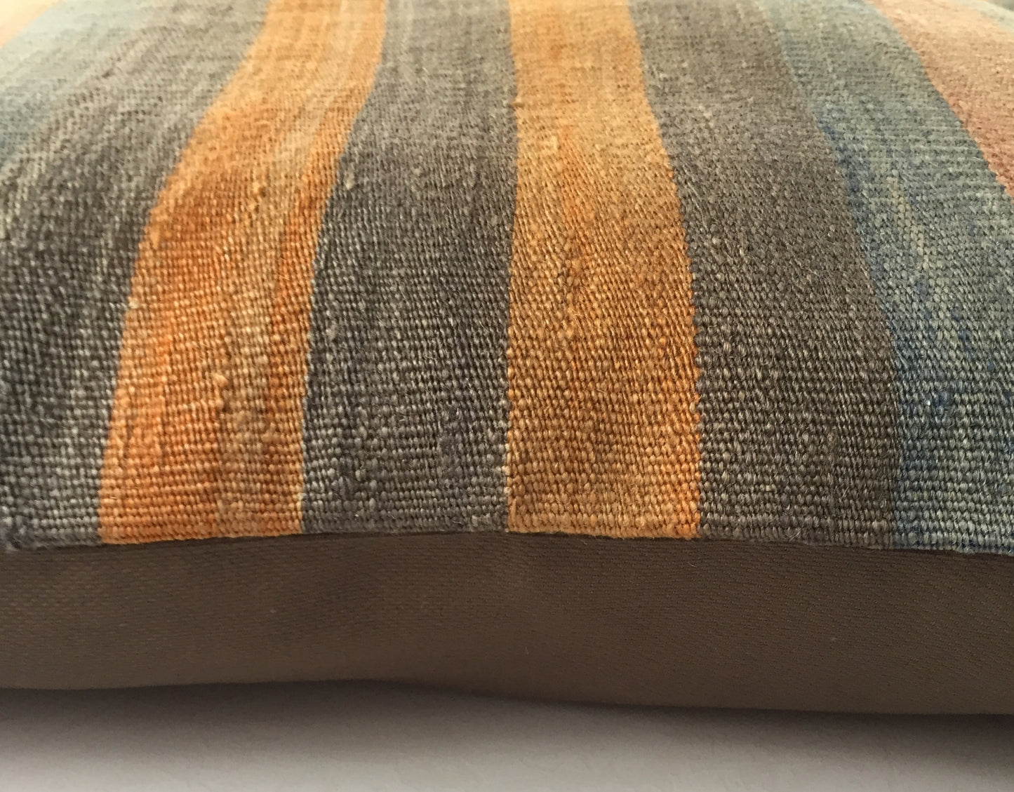 Kissen Kelim Alte Nomaden Vintage Handgewebt Orientalisch Beige Grau