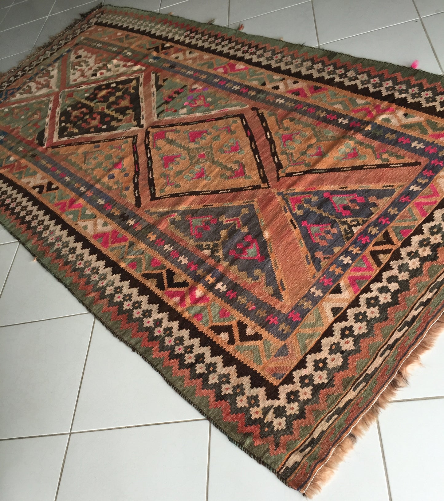 Teppich Kelim Alte Perser Kashkai Handgewebt Rosa Qashqai Kilim Ghashghai