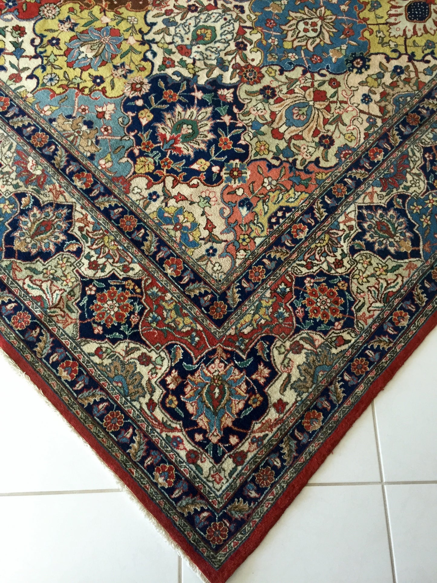 Teppich Perser Täbris Antike Meisterstück Orient Handgeknüpfte Tabriz Beige Mehrfarbig