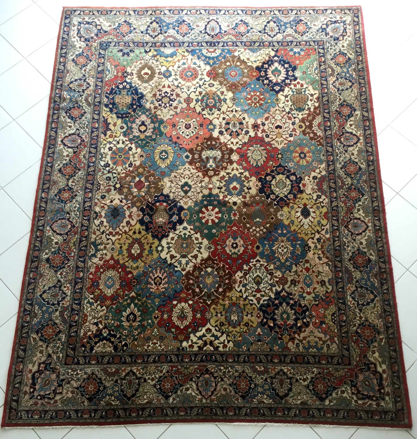 Teppich Perser Täbris Antike Meisterstück Orient Handgeknüpfte Tabriz Beige Mehrfarbig