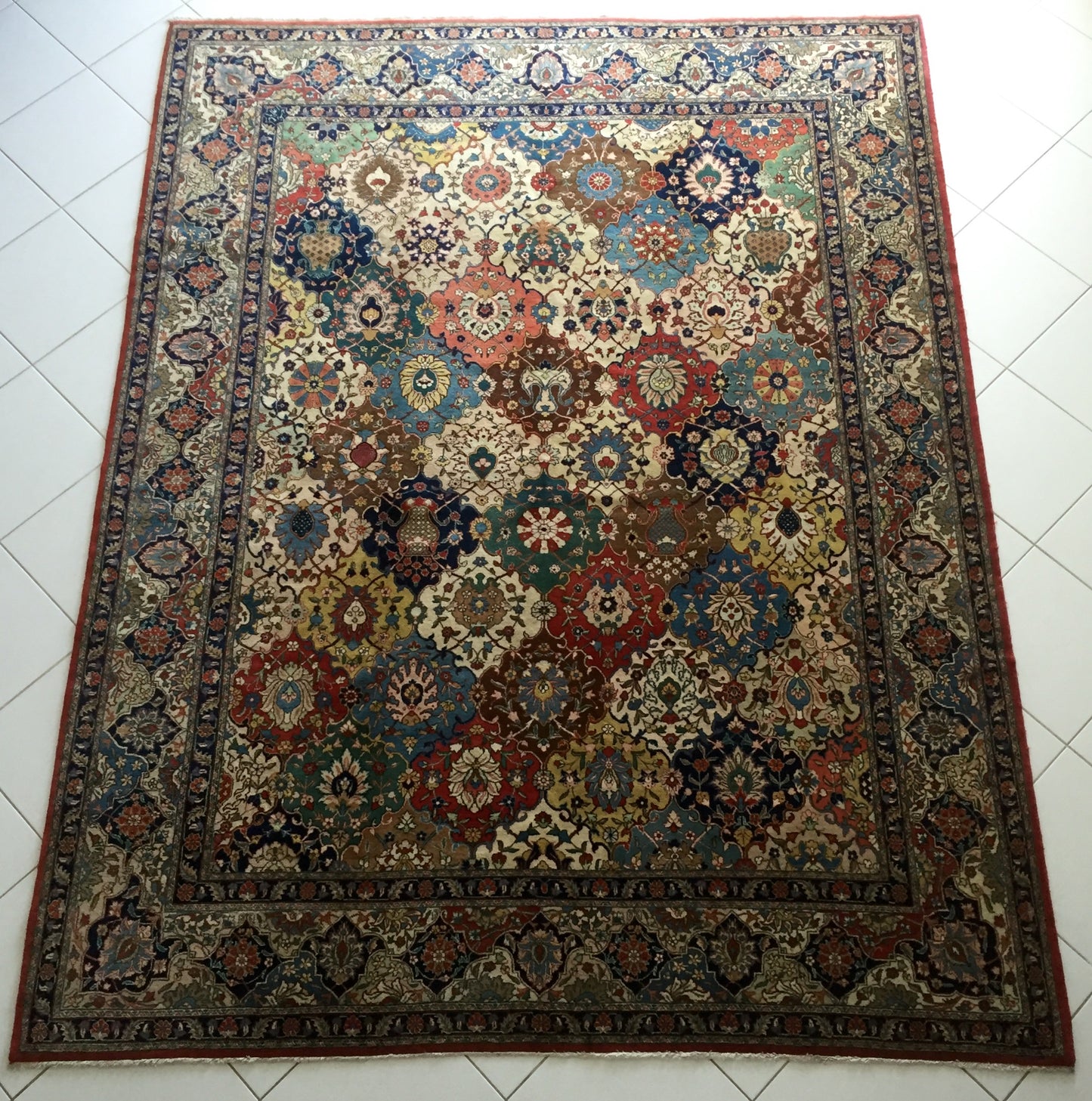 Teppich Perser Täbris Antike Meisterstück Orient Handgeknüpfte Tabriz Beige Mehrfarbig