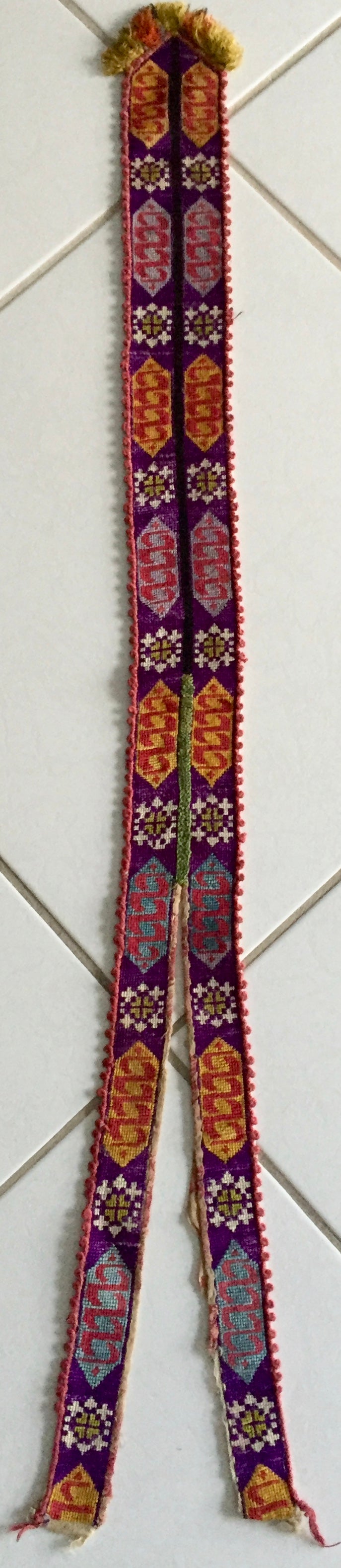 Uzbek Suzani Embroidery Antike Dekoration Sammlerstück Deko band Mehrfarbig