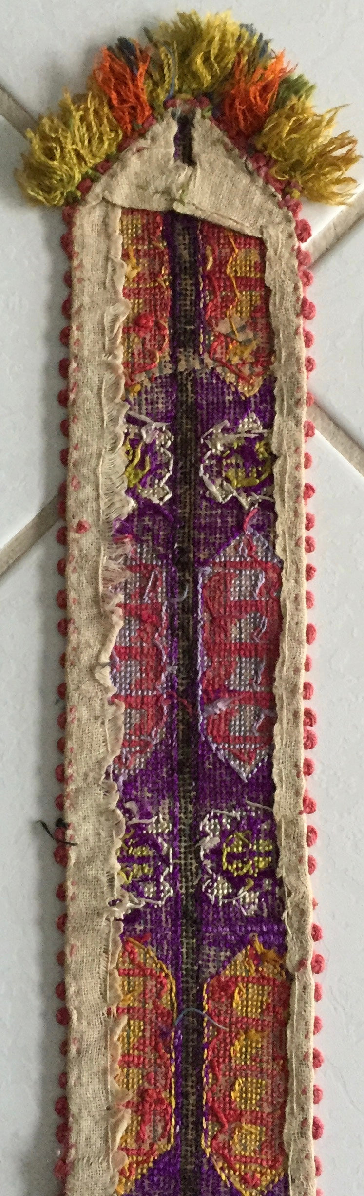 Uzbek Suzani Embroidery Antike Dekoration Sammlerstück Deko band Mehrfarbig