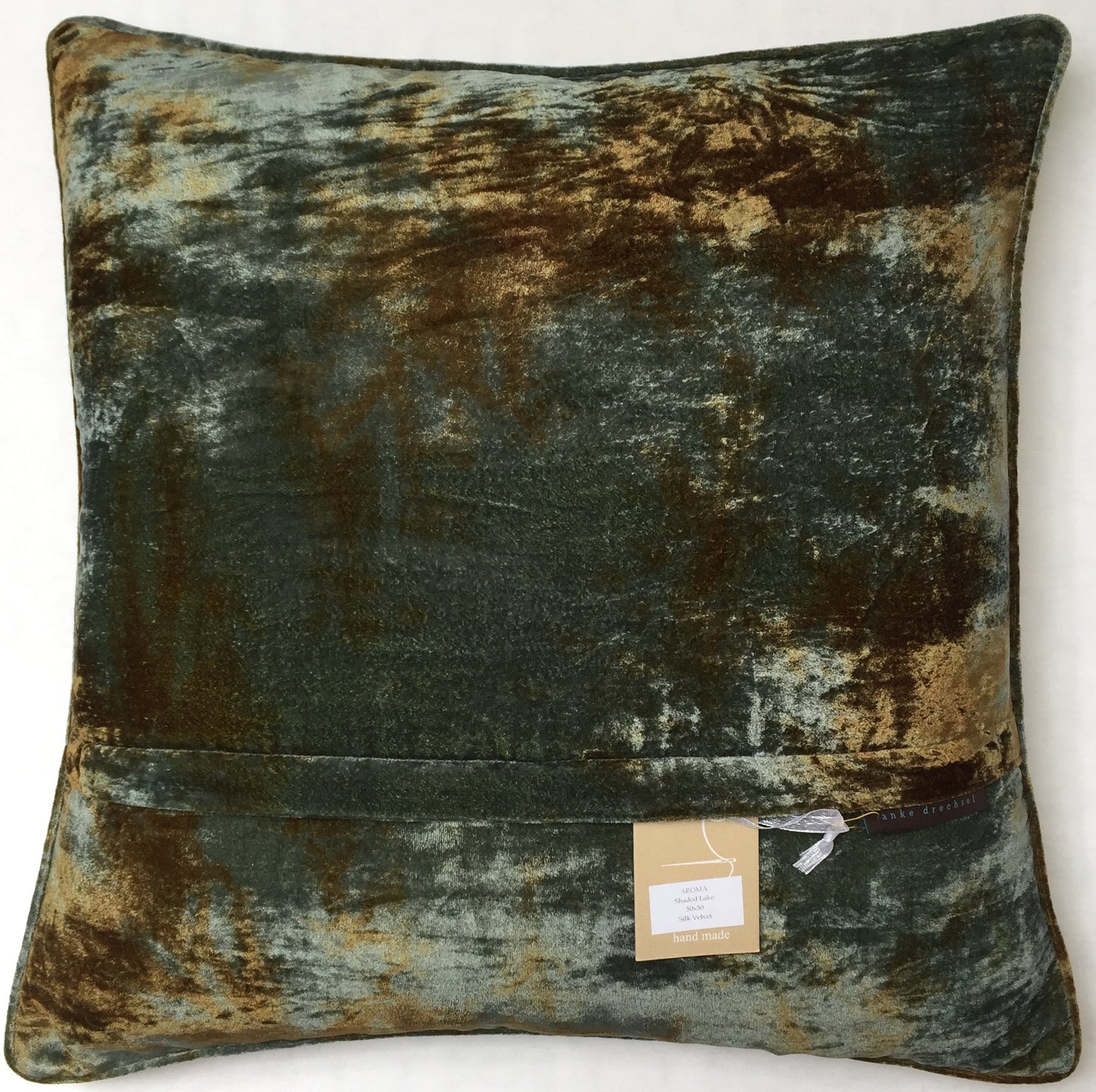 Anke Drechsel Kissen AROMA Shaded Lake Bestickt Seiden Samt GrünBlau