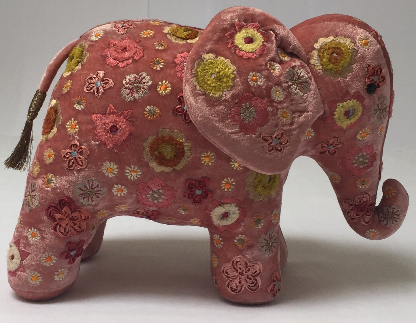 Anke Drechsel Elefant New Rose Bestickt Seiden Samt Rosa