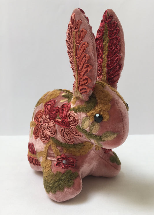 Anke Drechsel Hoffnung Hase New Rose Bestickt Seiden Samt Rosa