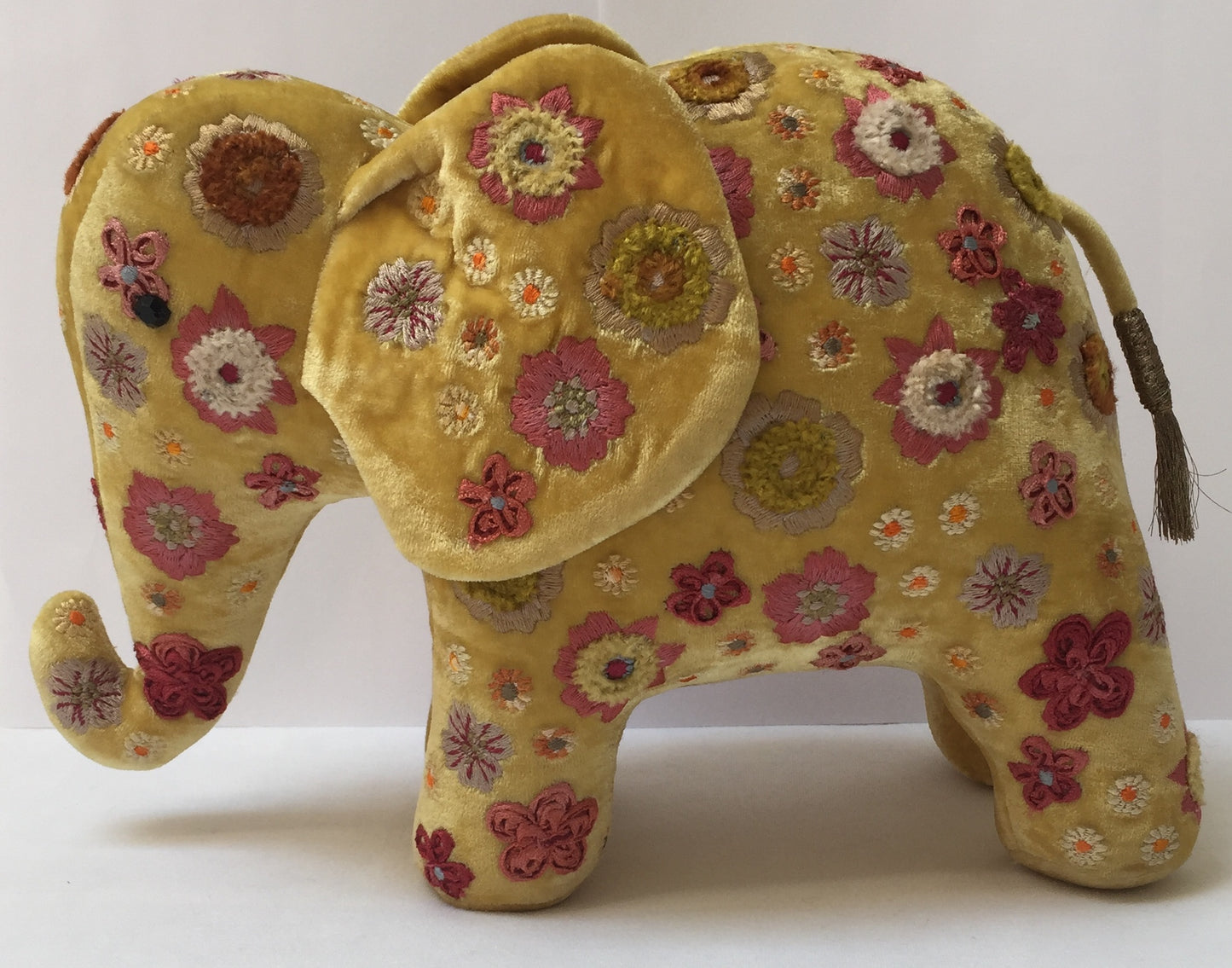 Anke Drechsel Elefant BEAUTY Citrine Bestickt Seiden Samt Gelb