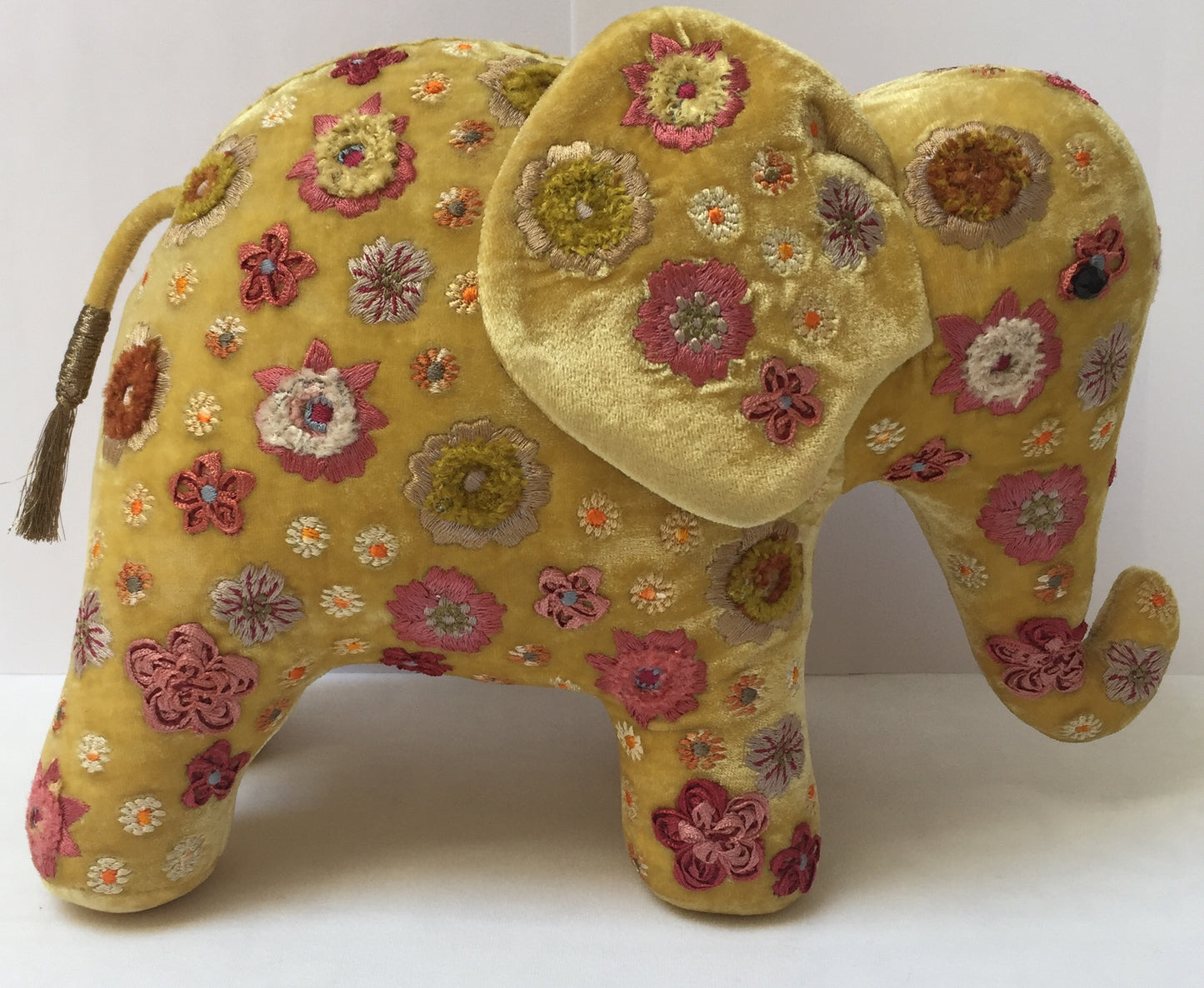 Anke Drechsel Elefant BEAUTY Citrine Bestickt Seiden Samt Gelb