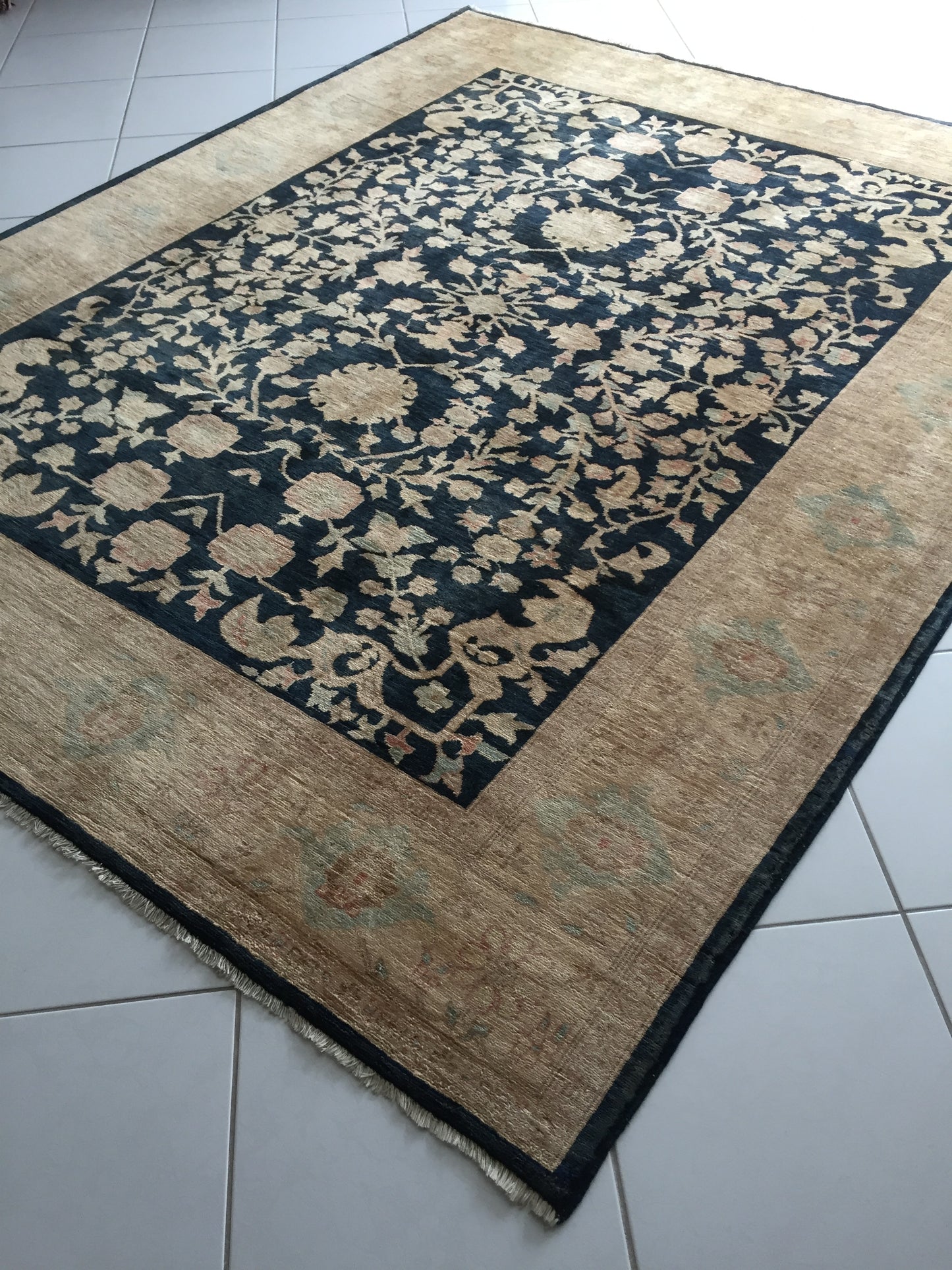 Teppich Afghan Ziegler Handgeknüpfte Orient Saphire Beige Blau