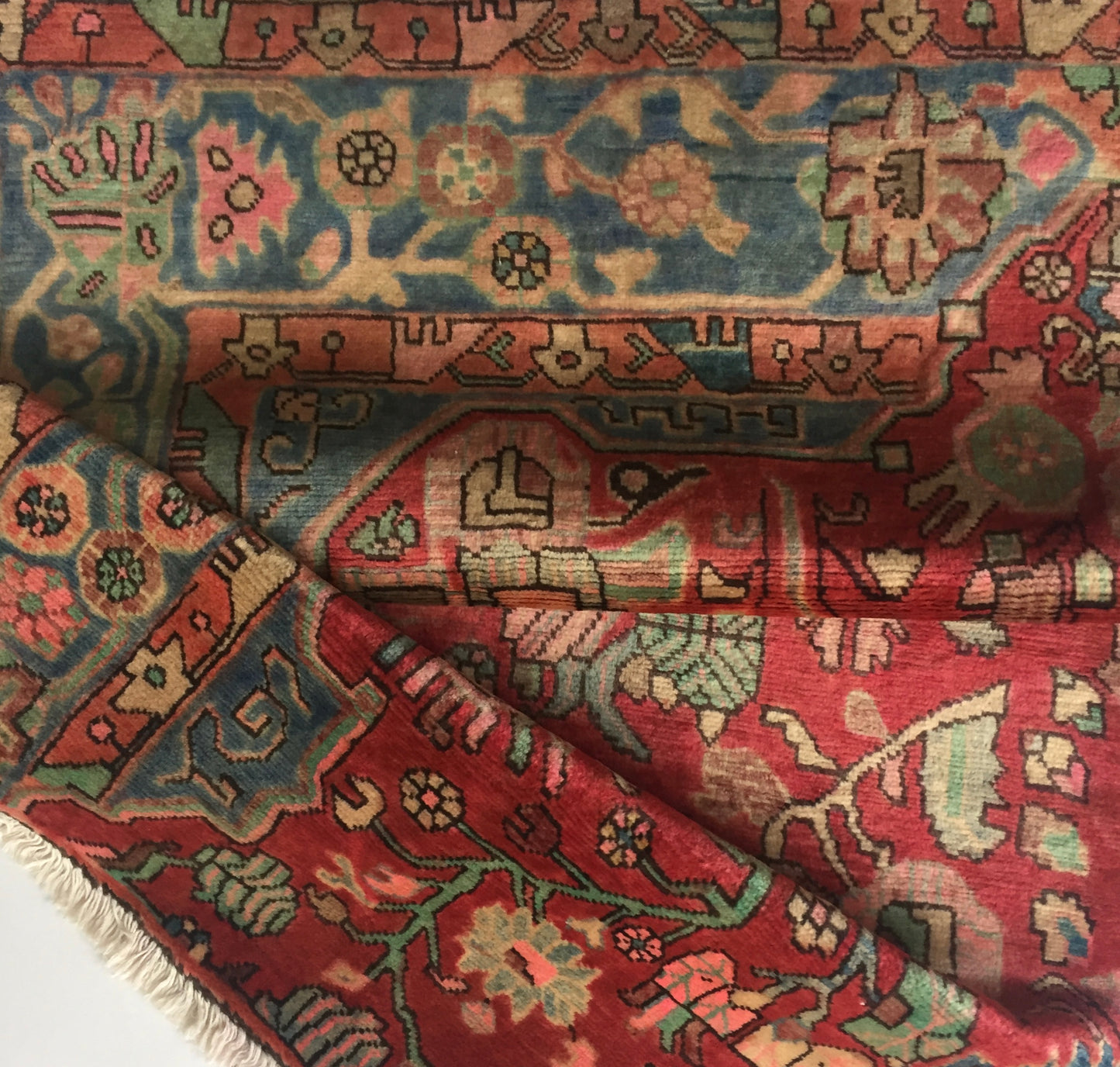 Teppich Wagireh Nahavand Rosa Handgeknüpft Perser Vagireh Rot Rosa Grün