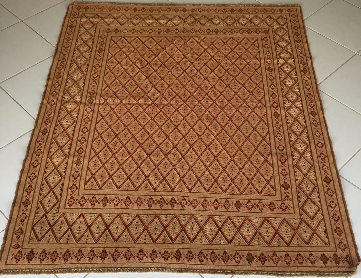 Teppich Kelim Afghan Sumach Engel Maleki Baluch Nomad Handgewebt Tagesdecke Beige