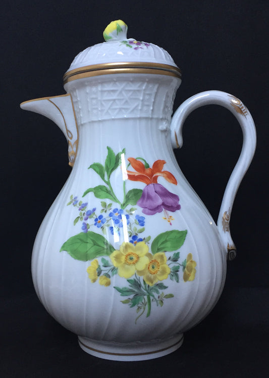 Meissen Teekanne Alt Kaffeekanne Porzellan Floral Rosenknospen Knauf Kanne