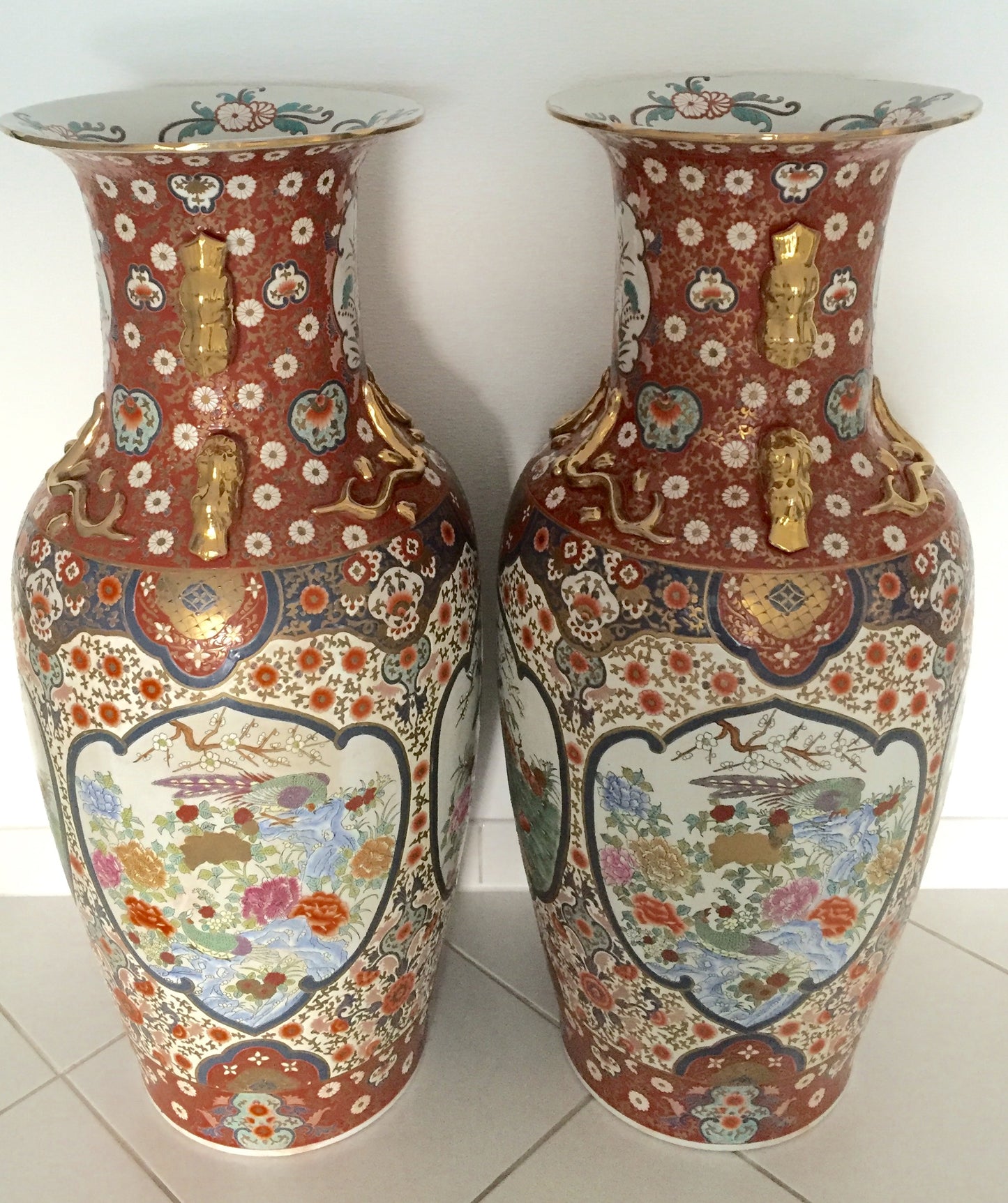 Vase Alte China Emaille Miniatur Bronze Gold Stehvase Keramik Handarbeit Signiert 20.Jh