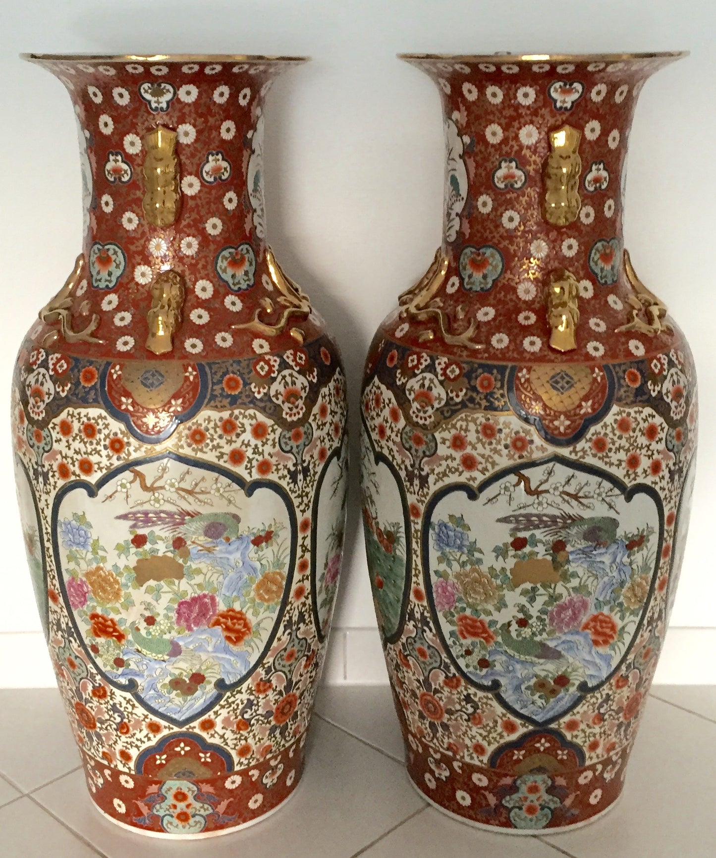 Vase Alte China Emaille Miniatur Bronze Gold Stehvase Keramik Handarbeit Signiert 20.Jh