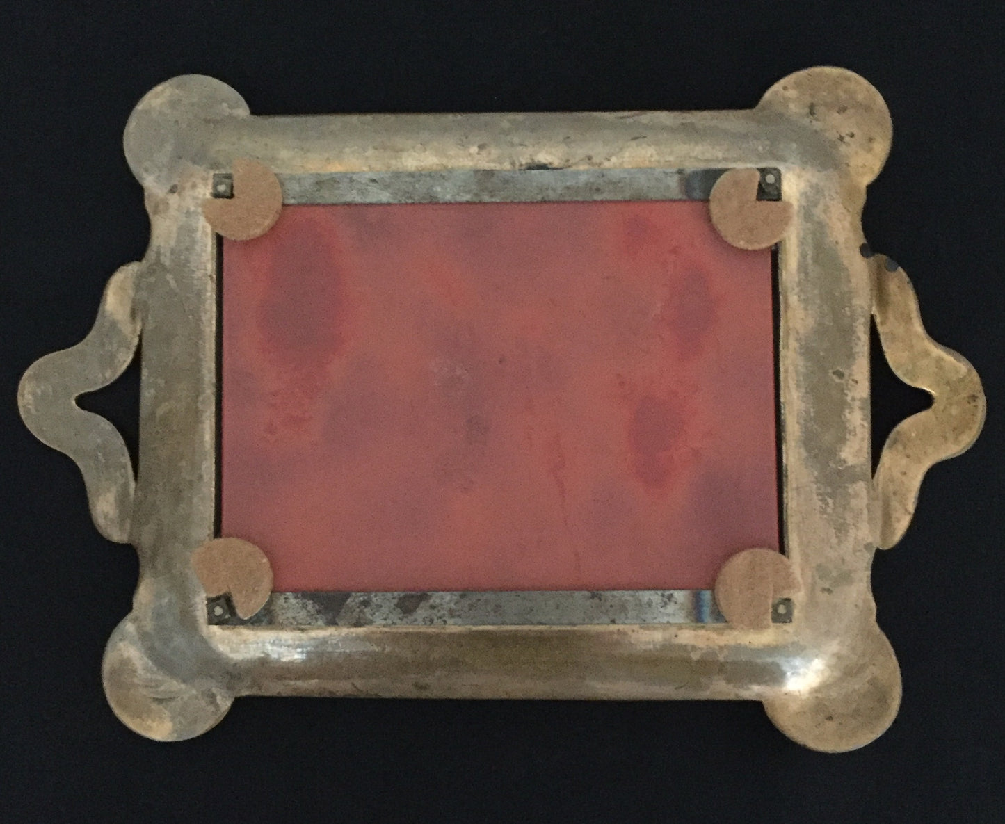 Tablet Cloisonne Emaille Messing Seltene Platte Antike Bilderrahmen Frankreich Blau