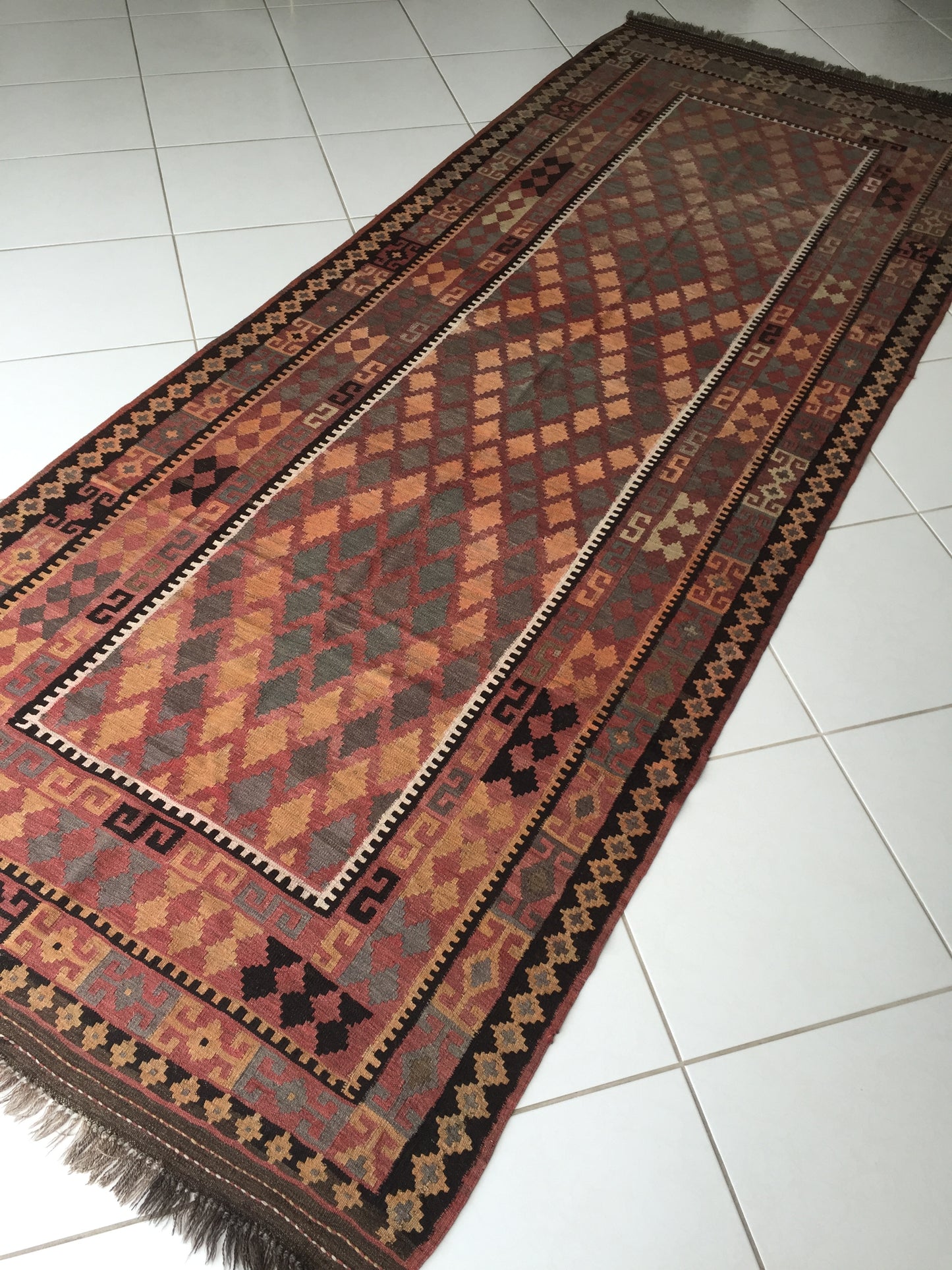 Teppich Kelim Exklusive Alte Original Afghan Handgewebte Maimana Orange Beige