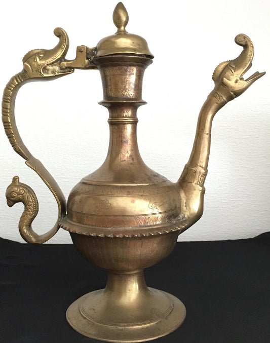 Antike Messing Aftaba Asiatische Raum 19. Jh. Wasser Kanne Gold
