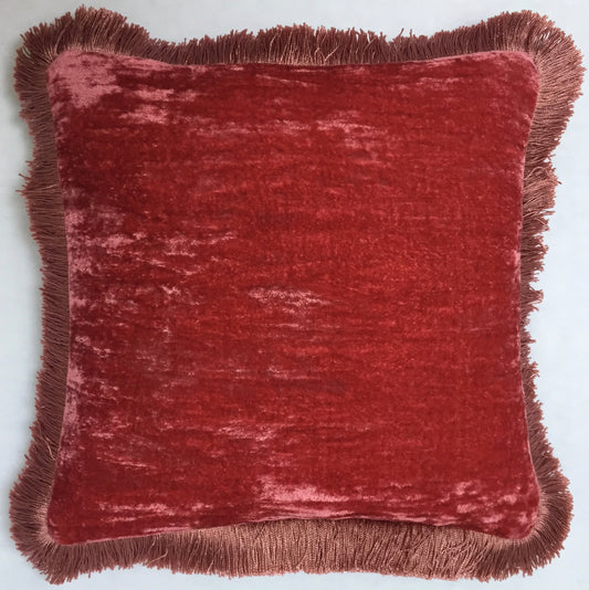 Anke Drechsel Kissen PLAIN Pech Rose Franzen Sherbet Seiden Samt PinkRosa