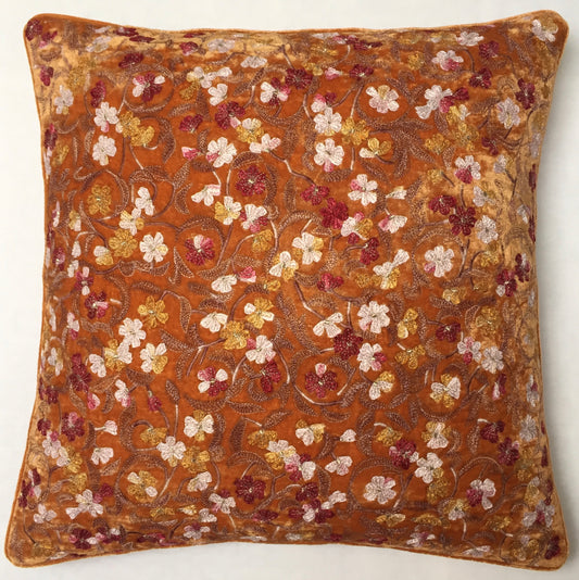 Anke Drechsel Kissen RAYMON Tangerine Bestickt Seiden Samt Orange