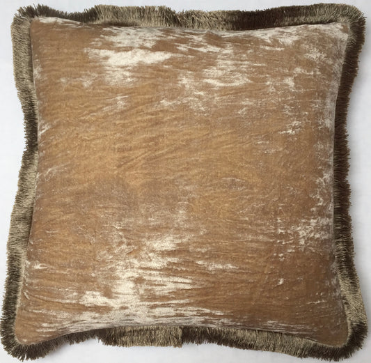 Anke Drechsel Kissen PLAIN Silber Franzen Platinum Seiden Samt Beige