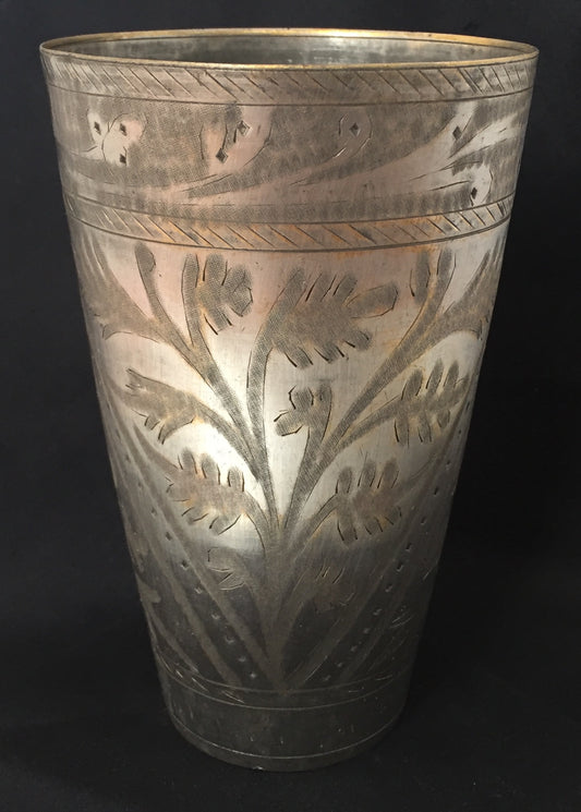 Becher Alte Messing Vase Sammler Vintage Gravur Handarbeit Silber