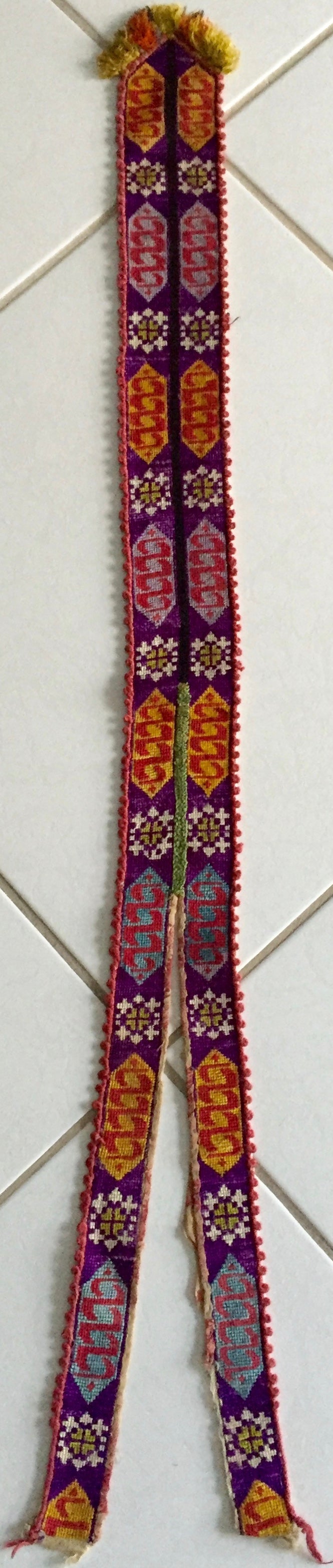 Uzbek Suzani Embroidery Antike Dekoration Sammlerstück Deko band Mehrfarbig