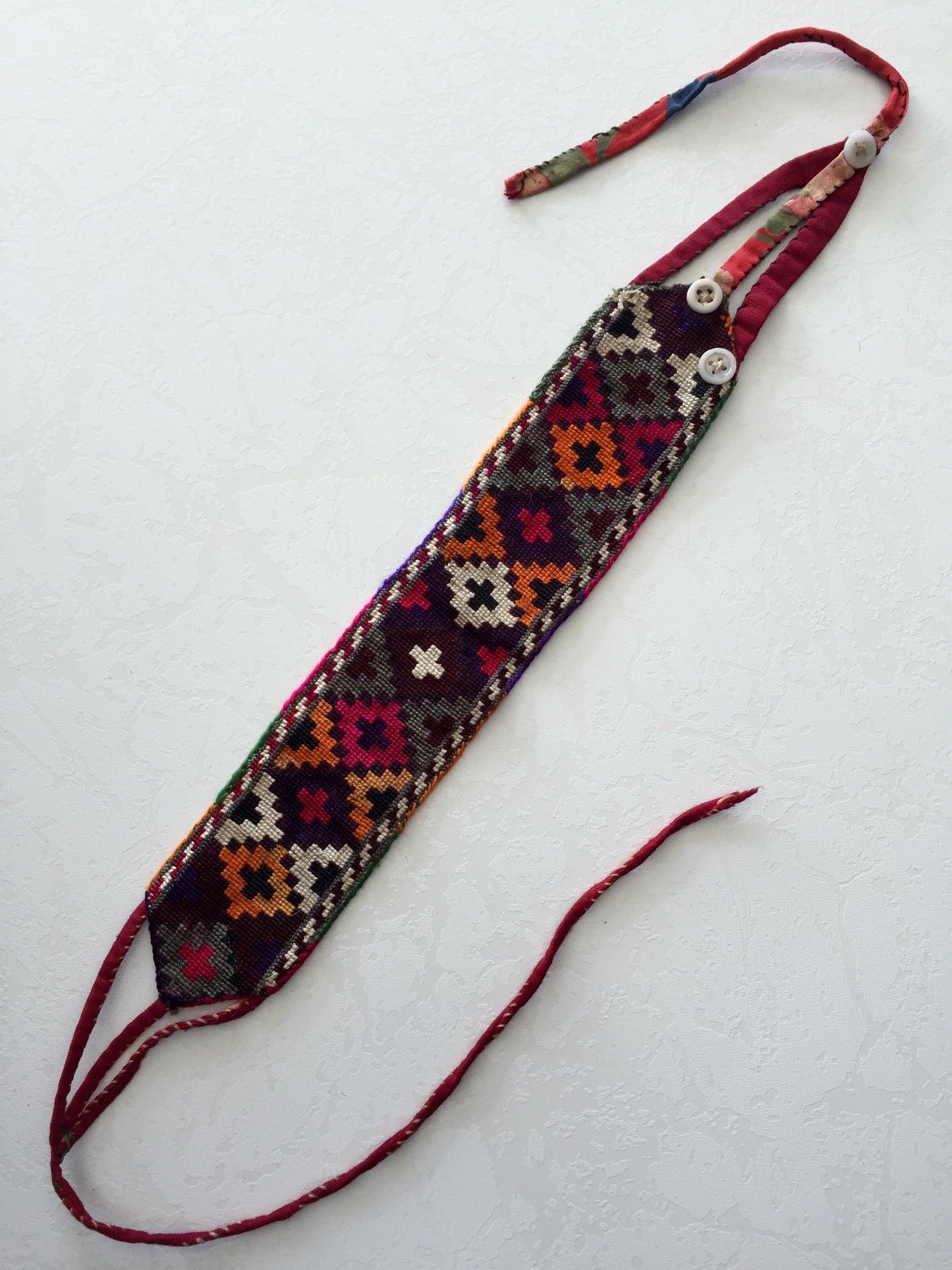 Uzbek Suzani Embroidery Antik Stirnband Armband Armband Fußband Rot