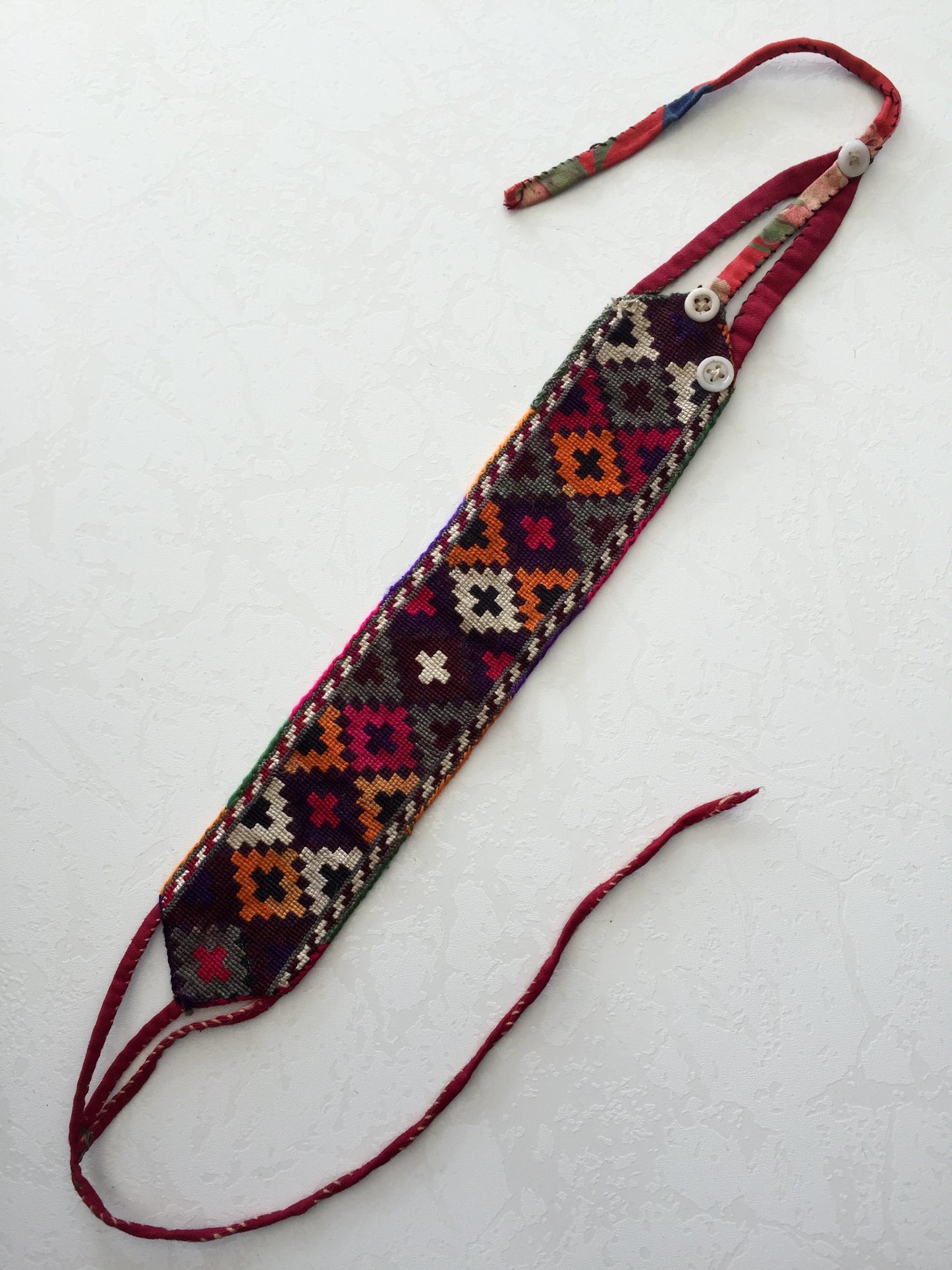 Uzbek Suzani Embroidery Antik Stirnband Armband Armband Fußband Rot