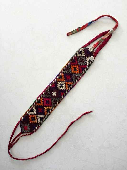 Uzbek Suzani Embroidery Antik Stirnband Armband Armband Fußband Rot