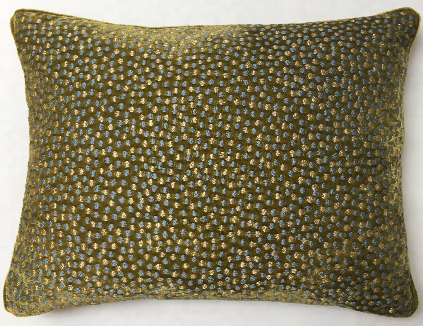 Anke Drechsel Kissen SAFARI Light Green Bestickt Seiden Samt Grün Blau Gelb/Gold