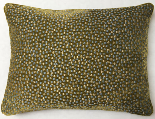 Anke Drechsel Kissen SAFARI Light Green Bestickt Seiden Samt Grün Blau Gelb/Gold