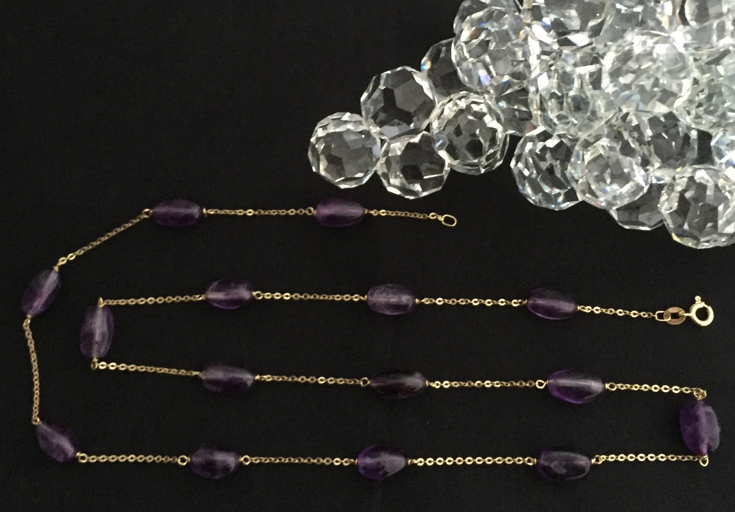 Kette Amethyst Alte Echt Schmuck Edelstein Perle Collier 750/18Kt Gold Lila