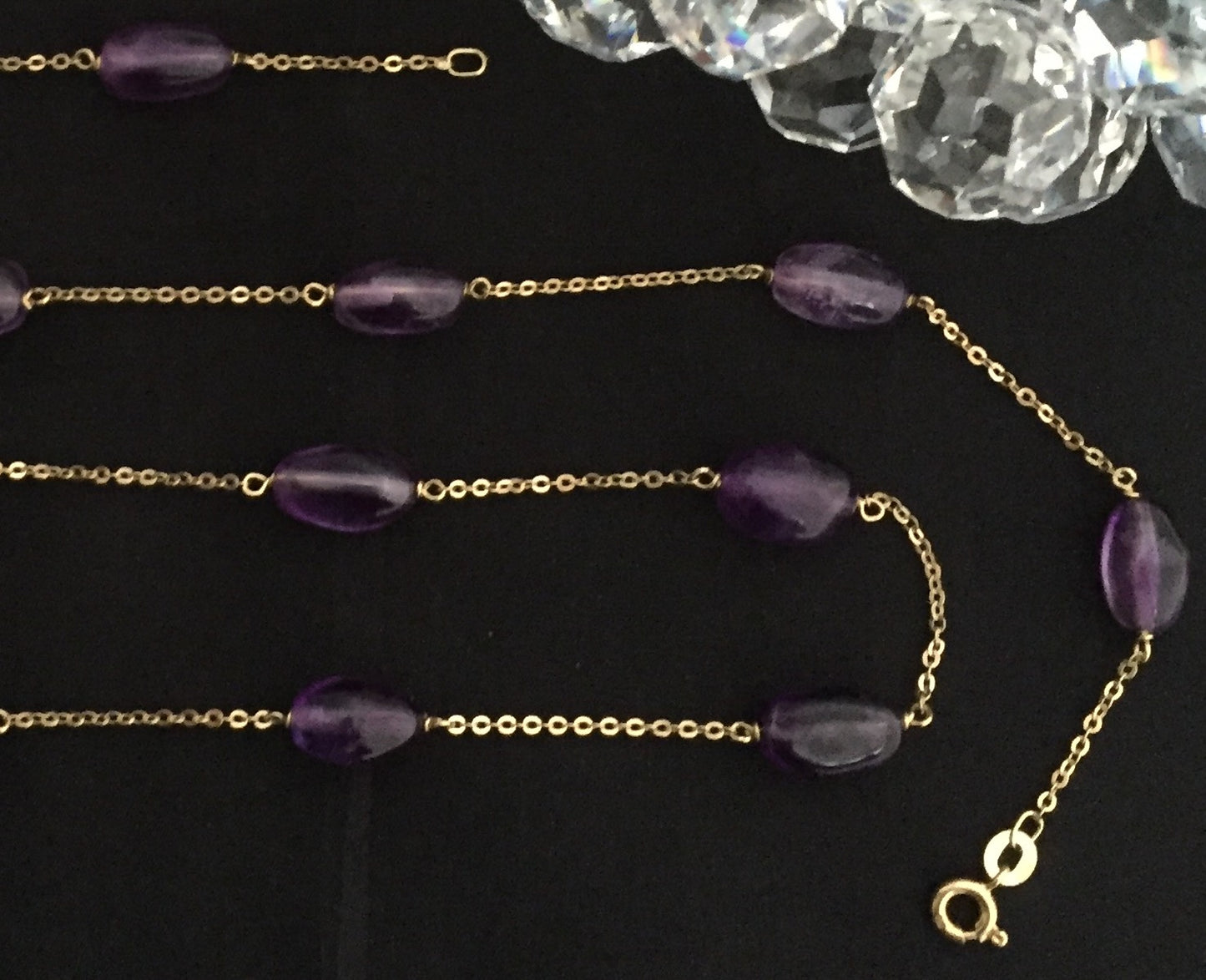Kette Amethyst Alte Echt Schmuck Edelstein Perle Collier 750/18Kt Gold Lila