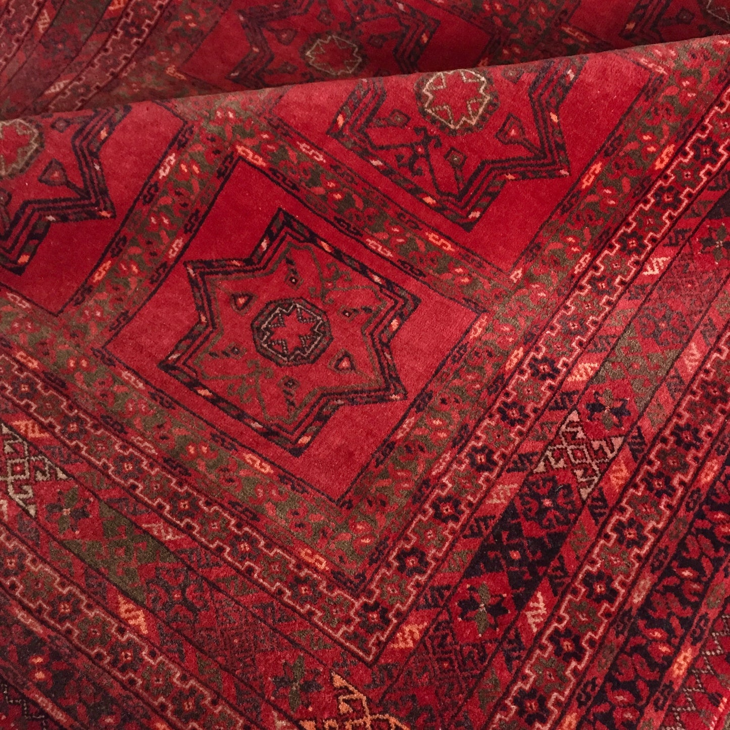 Teppich Afghan Kunduz Alte Turkmen Original Handgeknüpfte Orientteppich Rot