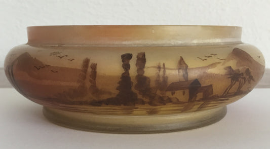 Schale Vase Antike Handbemalte Landschaft Motiv Jugendstil wohl Holland Beige