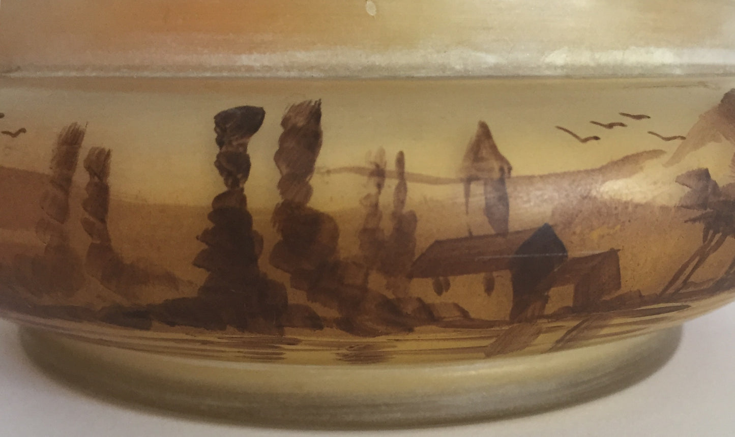 Schale Vase Antike Handbemalte Landschaft Motiv Jugendstil wohl Holland Beige