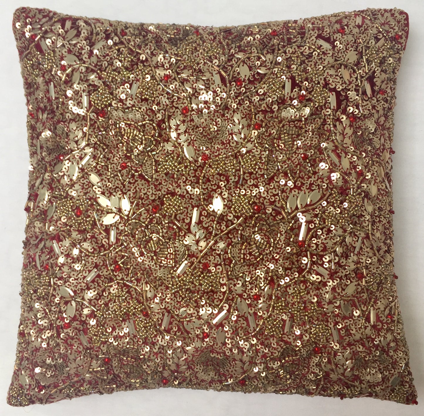 Anke Drechsel Kissen Haute Couture Enchanted Granatapfel Bestickt Seiden Samt Rot Gold
